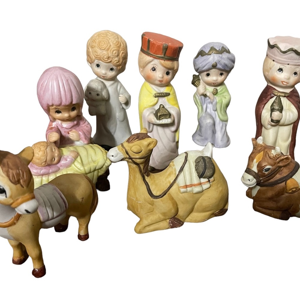 Vintage Homco Porcelain’s Christmas Nativity Set 8 Pieces